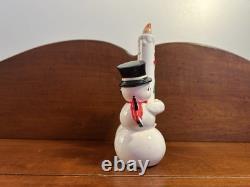 Vintage Commodore Snowman and Snow Lady Holly Candle 5.5 x 3.75 has crazing Vintage Commodore Snowman and Snow Lady Holly Candle 5.5 x 3.75 has crazing