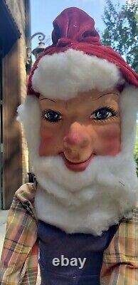 Vintage DAVID HAMBERGER Animated Santa Elf With Wood Cutting Saw