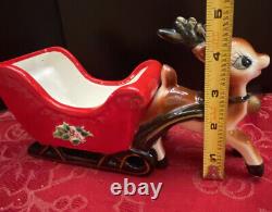 Vintage DICKSON Christmas SLEIGH with REINDEER Art Amazing Color 9 Inches