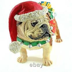 Vintage Danbury Mint CHRISTMAS Red Hat English Bulldog Figurine LIFELIKE RETIRED