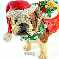 Vintage Danbury Mint CHRISTMAS Red Hat English Bulldog Figurine LIFELIKE RETIRED