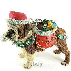 Vintage Danbury Mint CHRISTMAS Red Hat English Bulldog Figurine LIFELIKE RETIRED