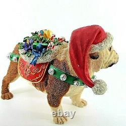 Vintage Danbury Mint CHRISTMAS Red Hat English Bulldog Figurine LIFELIKE RETIRED