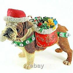 Vintage Danbury Mint CHRISTMAS Red Hat English Bulldog Figurine LIFELIKE RETIRED