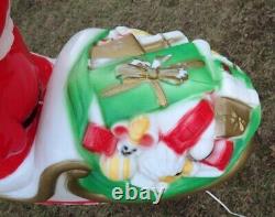 Vintage EMPIRE CHRISTMAS SANTA CLAUS Sleigh & 2 Reindeer Deer Blow Mold Light