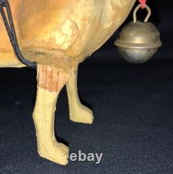 Vintage Easter Figurine Composition Bunny Rabbit Pulling Wooden Cart
