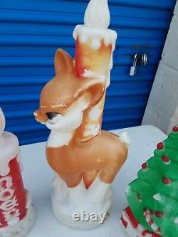 Vintage Empire 18 Reindeer Candle & Noel Candle, Tree BLOW MOLD Light LOT