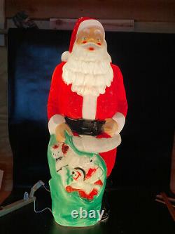 Vintage Empire 46 Blow Mold Giant Santa Green Toy Sack Christmas Lighted
