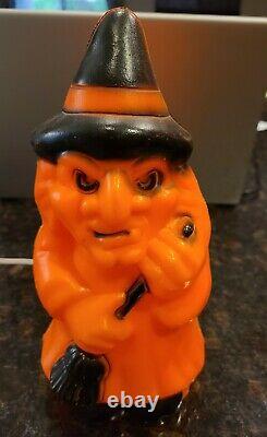 Vintage Empire Witch Holding Broom Halloween Light Up Blow Mold