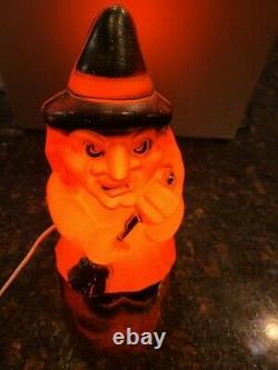 Vintage Empire Witch Holding Broom Halloween Light Up Blow Mold