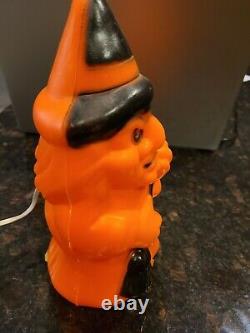 Vintage Empire Witch Holding Broom Halloween Light Up Blow Mold