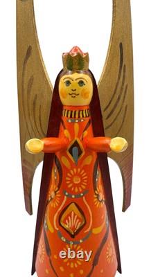 Vintage Erzgebirge German Wood Angel Figurine Christmas Tree Topper Folk Art 12
