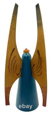 Vintage Erzgebirge German Wood Angel Figurine Christmas Tree Topper Folk Art 12
