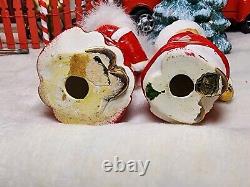 Vintage FUR Christmas 2pc shoppers Carolers Fine A Quality Ceramic? BEAUTIES