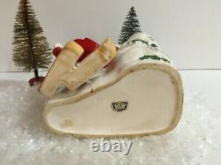Vintage Fine A Quality Skier Girl Planter Christmas Ceramic Figurine Japan Napco