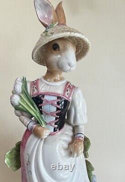 Vintage Fitz Floyd Old Worlds Rabbits Classic Girl Rabbit 17 Tall