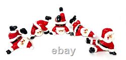 Vintage Fitz and Floyd 1976 Ceramic Tumbling Santas Christmas Figurines Set of 5