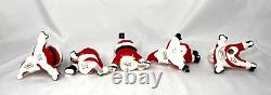 Vintage Fitz and Floyd 1976 Ceramic Tumbling Santas Christmas Figurines Set of 5