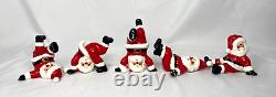 Vintage Fitz and Floyd 1976 Ceramic Tumbling Santas Christmas Figurines Set of 5