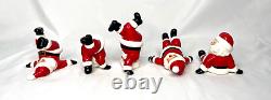 Vintage Fitz and Floyd 1976 Ceramic Tumbling Santas Christmas Figurines Set of 5