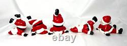 Vintage Fitz and Floyd 1976 Ceramic Tumbling Santas Christmas Figurines Set of 5