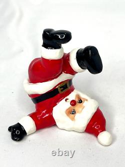 Vintage Fitz and Floyd 1976 Ceramic Tumbling Santas Christmas Figurines Set of 5