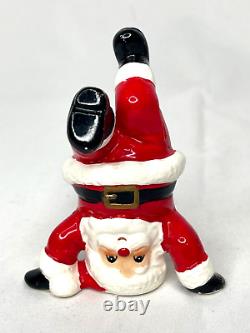 Vintage Fitz and Floyd 1976 Ceramic Tumbling Santas Christmas Figurines Set of 5