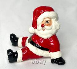 Vintage Fitz and Floyd 1976 Ceramic Tumbling Santas Christmas Figurines Set of 5