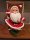 Vintage Flocked Dancing Happy Santa Claus Figure 15 Tall With Box