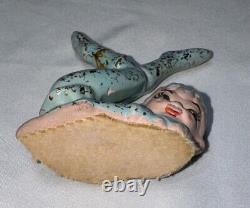 Vintage GILNER PIXIE RARE BLUE GOLD FEET UP 1950s MCM CHRISTMAS KITSCHY