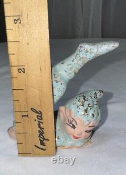 Vintage GILNER PIXIE RARE BLUE GOLD FEET UP 1950s MCM CHRISTMAS KITSCHY