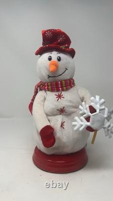 Vintage Gemmy Animated Spinning Snowflake Snowman Light-Up Fan LED Message -READ