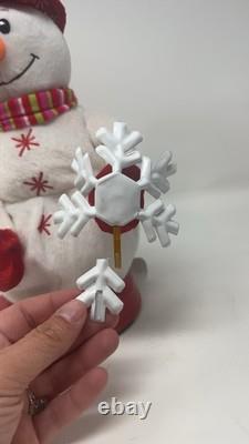 Vintage Gemmy Animated Spinning Snowflake Snowman Light-Up Fan LED Message -READ