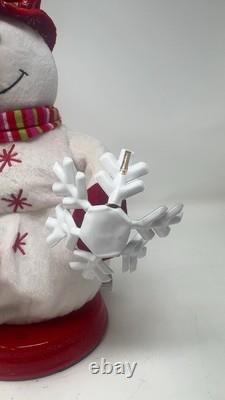Vintage Gemmy Animated Spinning Snowflake Snowman Light-Up Fan LED Message -READ