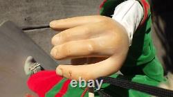 Vintage German Display Mechanical Animatronic Fiddler Christmas Elf 39 Works