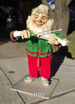 Vintage German Display Mechanical Animatronic Fiddler Christmas Elf 39 Works