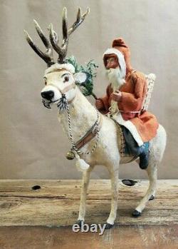 Vintage German Santa on Reindeer Candy Container 17