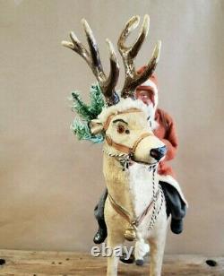 Vintage German Santa on Reindeer Candy Container 17