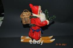 Vintage German St. Nikolaus on Skis Candy Container RARE