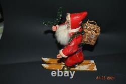Vintage German St. Nikolaus on Skis Candy Container RARE