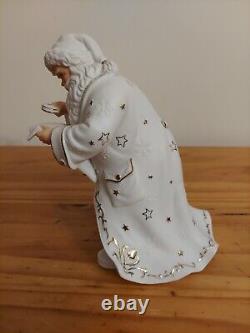 Vintage Grandeur Noel Porcelain Santa With Sleigh White With Gold Trim Large Set