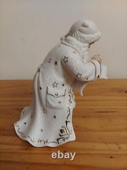 Vintage Grandeur Noel Porcelain Santa With Sleigh White With Gold Trim Large Set