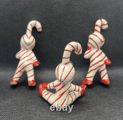 Vintage Hand Painted Candy Cane Pixie Kids Christmas Figurines 1950's Kitsch