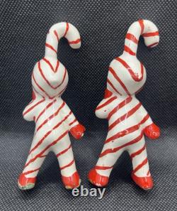 Vintage Hand Painted Candy Cane Pixie Kids Christmas Figurines 1950's Kitsch