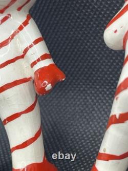 Vintage Hand Painted Candy Cane Pixie Kids Christmas Figurines 1950's Kitsch