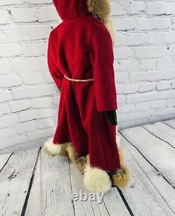 Vintage Handcrafted Christmas Santa Claus Real Fur Figurine