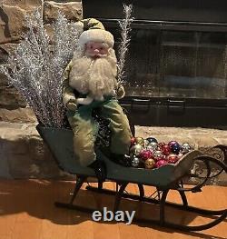 Vintage Harold Gale Green Santa Claus Figure Doll e537