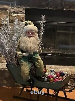 Vintage Harold Gale Green Santa Claus Figure Doll e537