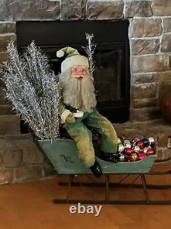 Vintage Harold Gale Green Santa Claus Figure Doll e537