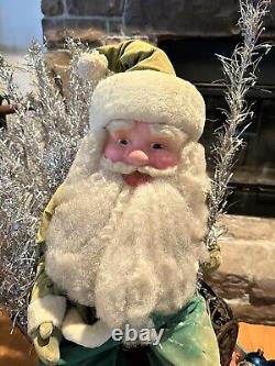 Vintage Harold Gale Green Santa Claus Figure Doll e537